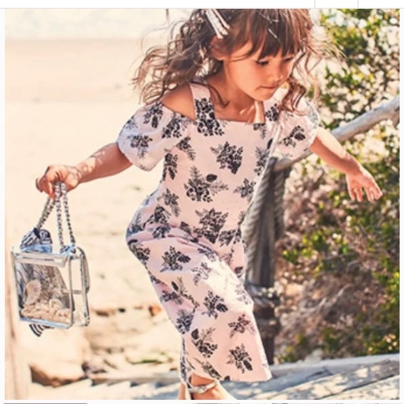 Janie and Jack Floral cold shoulder jumpsuit 2T - Picture 2 of 4